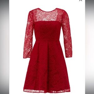 Monique Lhuillier Red Lace overlay Dress size 4